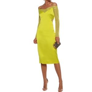 Cushnie Square Neckline Pencil Yellow Dress